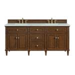 Lorelai 72"Double Vanity, Mid-Century Walnut w/ 3 CM Eternal Jasmine Pearl Silestone Top w/FreePower Wireless Charger