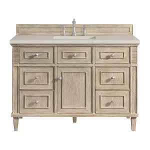 Lorelai 48" Single Vanity, Whitewashed Oak, w/ 3 CM Siberian Silestone Top