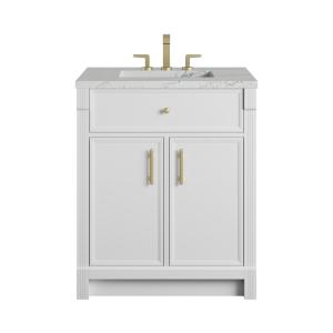 Bellshire 30" Single Vanity, Bright White w/ 3 CM Ethereal Noctis Silestone Top