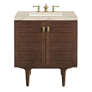Amberly 30" Single Vanity, Mid-Century Walnut, w/ 3 CM Tajnar Eclos Top