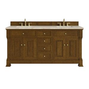 Brookfield 72" Double Vanity, Honey Oak, w/ 3 CM Tajnar Eclos Top