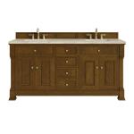 Brookfield 72" Double Vanity, Honey Oak, w/ 3 CM Tajnar Eclos Top