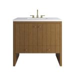 Hudson 36" Single Vanity, Honey Oak w/ 3 CM White Zeus Silestone Top