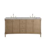 Kinnsden 72" Double Vanity, Weathered Oak w/ 3 CM Victorian Silver Silestone Top