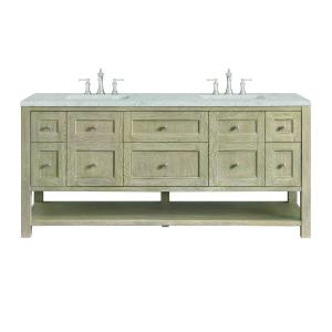 Breckenridge 72" Double Vanity, Whitewashed Oak w/ 3 CM Eternal Jasmine Pearl Silestone Top w/FreePower Wireless Charger