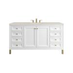Chicago 60" Single Vanity, Glossy White, w/ 3 CM Siberian Silestone Top