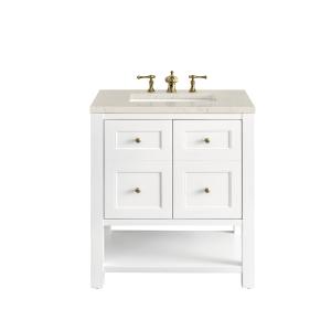 Breckenridge 30" Single Vanity, Bright White, w/ 3 CM Siberian Silestone Top