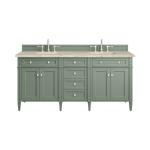 Brittany 72" Double Vanity, Smokey Celadon, w/ 3 CM Tajnar Eclos Top w/FreePower Wireless Charger
