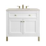 Chicago 36" Single Vanity, Glossy White, w/ 3 CM Siberian Silestone Top