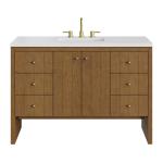 Hudson 48" Single Vanity, Honey Oak w/ 3 CM White Zeus Silestone Top