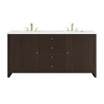 Gracyn 72" Double Vanity, Sable, w/ 3 CM White Zeus Quartz Widespread Top
