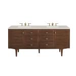 Amberly 72" Double Vanity, Mid-Century Walnut, w/ 3 CM Siberian Silestone Top