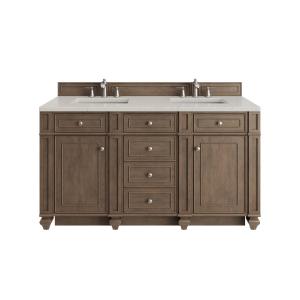 Bristol 60" Double Vanity, Whitewashed Walnut, w/ 3 CM Siberian Silestone Top w/FreePower Wireless Charger