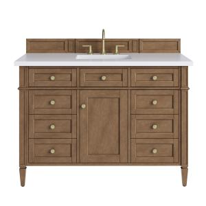 Brittany 48" Single Vanity, Pecan w/ 3 CM White Zeus Silestone Top