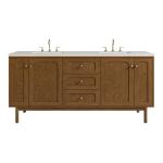 Laurent 72" Double Vanity, Honey Oak w/ 3 CM Siberian Silestone Top