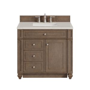 Bristol 36" Single Vanity, Whitewashed Walnut, w/ 3 CM Siberian Silestone Top