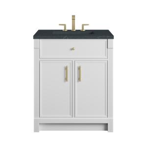 Bellshire 30" Single Vanity, Bright White w/ 3 CM Charcoal Soapstone Silestone Top