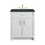 Bellshire 30" Single Vanity, Bright White w/ 3 CM Charcoal Soapstone Silestone Top