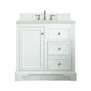 De Soto 36" Single Vanity, Bright White, w/ 3 CM Siberian Silestone Top