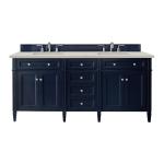 Brittany 72" Double Vanity, Victory Blue, w/ 3 CM Siberian Silestone Top