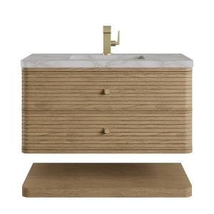 Allamari 36" Single Vanity, Dune Mist w/ Single Hole 3 CM Victorian Silver Silestone Top