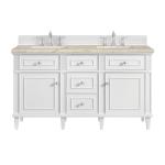 Lorelai 60" Double Vanity, Bright White, w/ 3 CM Tajnar Eclos Top