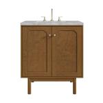 Laurent 30" Single Vanity, Honey Oak w/ 3 CM Victorian Silver Silestone Top