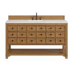 Malibu 60" Single Vanity, Amber Birch w/ 3 CM Ethereal Noctis Top w/ FreePower Wireless Charger