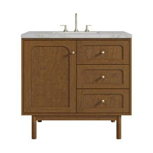 Laurent 36" Single Vanity, Honey Oak w/ 3 CM Victorian Silver Silestone Top