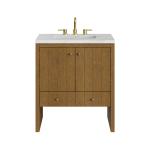 Hudson 30" Single Vanity, Honey Oak w/ 3 CM Ethereal Noctis Silestone Top