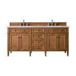Brittany 72" Double Vanity, Saddle Brown, w/ 3 CM Siberian Silestone Top