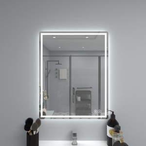 24" Deco LED Mirror with Touch Sensor, Auto-On, Heated Anti-Fog, Dimmer