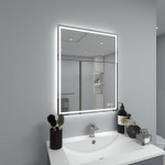 24" Deco LED Mirror with Touch Sensor, Auto-On, Heated Anti-Fog, Dimmer