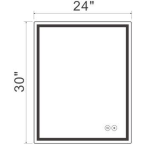 24" Deco LED Mirror with Touch Sensor, Auto-On, Heated Anti-Fog, Dimmer