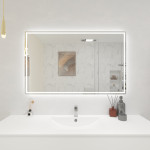 48" Deco LED Mirror with Touch Sensor, Auto-On, Heated Anti-Fog, Dimmer