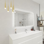 48" Deco LED Mirror with Touch Sensor, Auto-On, Heated Anti-Fog, Dimmer