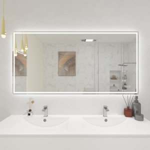 60" Deco LED Mirror with Touch Sensor, Auto-On, Heated Anti-Fog, Dimmer