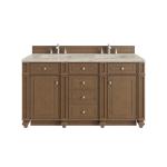 Bristol 60" Double Vanity, Saddle Brown, w/ 3 CM Tajnar Eclos Top