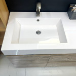 60" Wall Mount Double Vanity Laminated Surface structure and and Poly Basin Top
