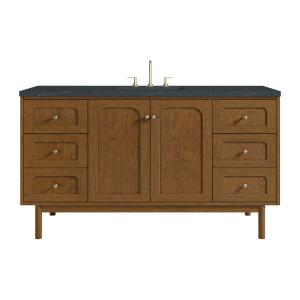 Laurent 60" Single Vanity, Honey Oak w/ 3 CM Charcoal Soapstone Silestone Top