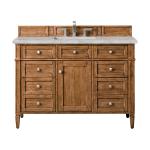 Brittany 48" Single Vanity, Saddle Brown w/ 3 CM Victorian Silver Silestone Top w/FreePower Wireless Charger