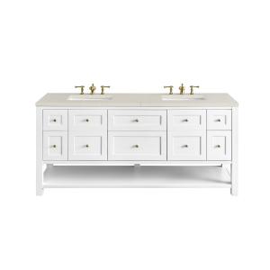 Breckenridge 72" Double Vanity, Bright White, w/ 3 CM Siberian Silestone Top w/FreePower Wireless Charger