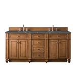 Bristol 72" Double Vanity, Saddle Brown w/ 3 CM Parisien Bleu Silestone Top w/FreePower Wireless Charger