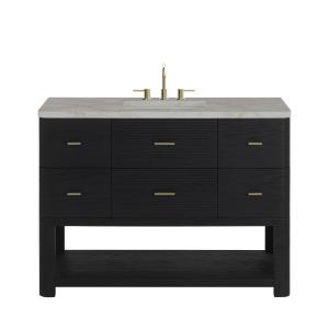 Lucian 48" Single Vanity, Carbon Oak w/ 3 CM Victorian Silver Silestone Widespread Top