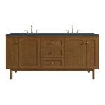 Laurent 72" Double Vanity, Honey Oak w/ 3 CM Charcoal Soapstone Silestone Top