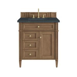 Brittany 30" Single Vanity, Pecan w/ 3 CM Charcoal Soapstone Silestone Top