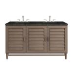 Portland 60IN Double Vanity Whitewashed Walnut w/ 3 CM Phantome Eclos Top