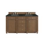 Bristol 60" Double Vanity, Saddle Brown, w/ 3 CM Phantome Eclos Top