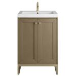Chianti 24" Single Vanity, Walnut Whisper, Champagne Brass, w/ White Glossy Composite Stone Top