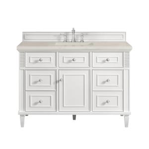 Lorelai 48" Single Vanity, Bright White, w/ 3 CM Siberian Silestone Top